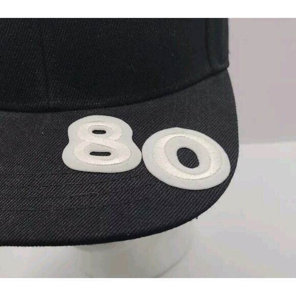 Black Snapback Embroidered 80 On Visor‎ Hat Cap - Picture 5 of 7